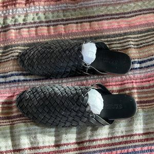 St. Agni, black woven leather flats